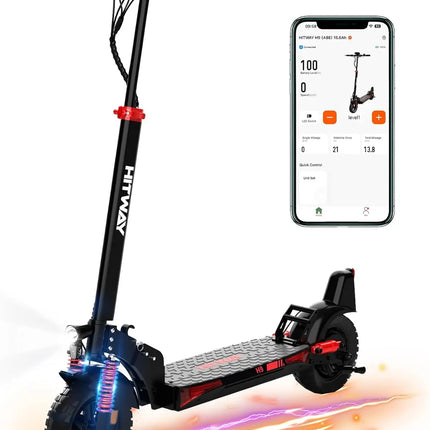 Monopattino elettrico Hitway, omologato per la circolazione stradale (Abee), monopattino elettrico per adulti da 10 pollici, batteria da 15.6ah, motore da 500W