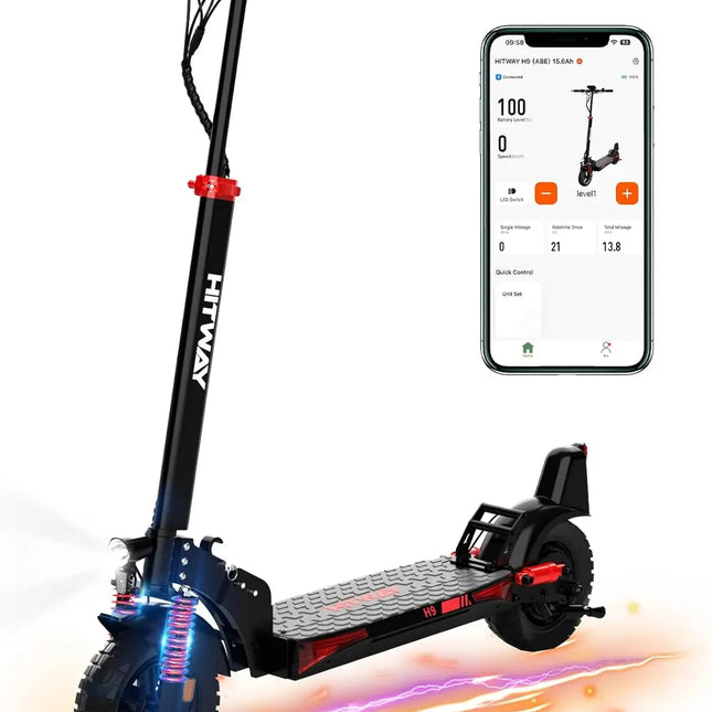 Monopattino elettrico Hitway, omologato per la circolazione stradale (Abee), monopattino elettrico per adulti da 10 pollici, batteria da 15.6ah, motore da 500W