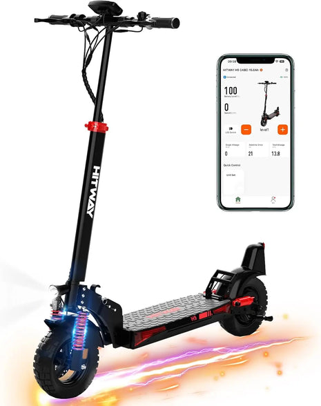 Monopattino elettrico Hitway, omologato per la circolazione stradale (Abee), monopattino elettrico per adulti da 10 pollici, batteria da 15.6ah, motore da 500W