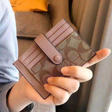 Portacarte Ultrasottile Stile Ins con Monogramma, Mini Portafoglio Corto alla Moda per Donne, Porta Carte e Documenti con Applicazioni
