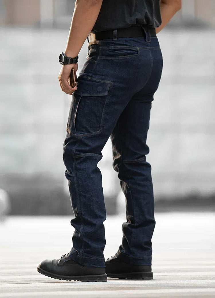 Men's Tactical Jeans Military Denim Cargo Pants Multi-pocket Elastic Casual  Work Trousers Outdoor Combat Training Hiking Pants