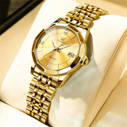 OLEVS 9931 Elegante Orologio da Donna di Lusso, Marca Originale, Movimento al Quarzo, Impermeabile, in Acciaio Inossidabile, Luminoso con Data platinumshop