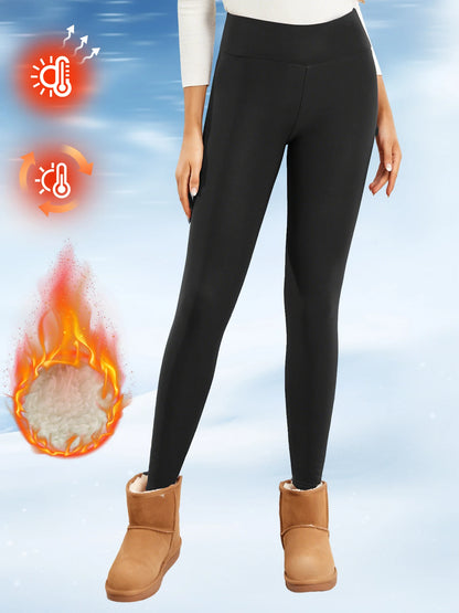 Fleece Women Leggings Thick Flared Pants High-Waisted Thermal Tights Tummy Control Winter Warm Legging Casual Wear