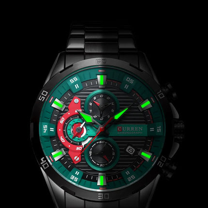 CURREN 8402 Orologio da uomo in acciaio inossidabile Moda creativa Quadrante luminoso con cronografo Orologio da uomo di lusso per il tempo libero reloj hombre platinumshop