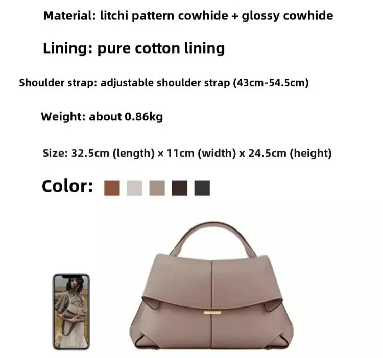 Elegante Borsa in Pelle di Lusso con Pieghe a Fisarmonica per Donne, Stile Commuter di Alta Gamma, Interno Spazioso, Borsa Alla Moda per Uso Quotidiano