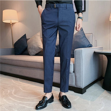 Pantaloni da abito da uomo primavera autunno Moda stile britannico Business Office Pantaloni eleganti da uomo Pantaloni da uomo slim fit a righe di alta qualità