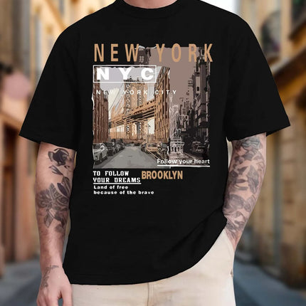 Men's short-sleeved summer T-shirt with printed pattern, unisex style, suitable for house parties as a gift