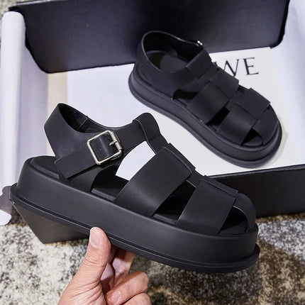 AIYUQI Women's Closed-Toe Sandals, New Summer 2026 Roman Sandals, Fashionable Woven Women's Thick-Soled Casual Shoes