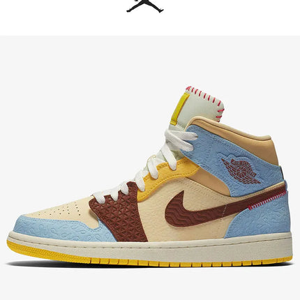 Scarpe da basket alte da uomo Nike Genuine Jordan 1 Mid AJ1 CU2803-200 platinumshop