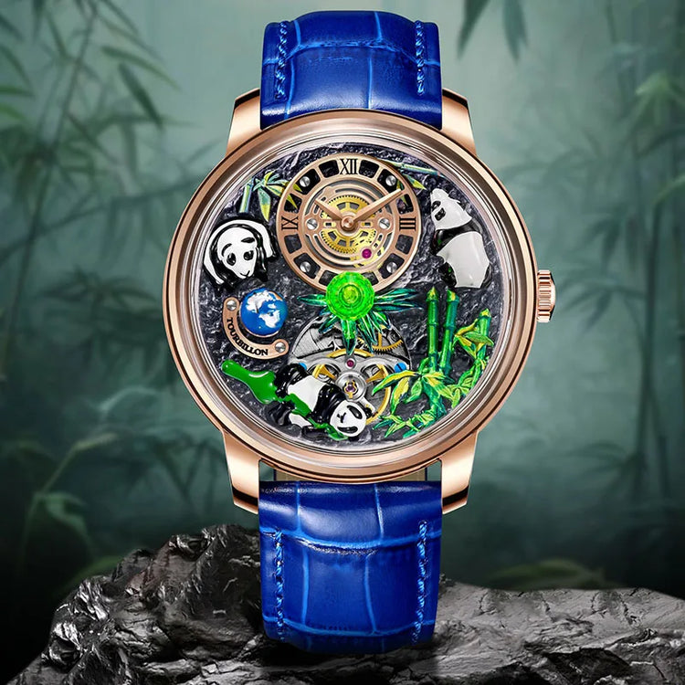 Pindu Luxury and stylish personalized waterproof panda dial fully automatic mechanical men's watch serpentine tourbillon watch
