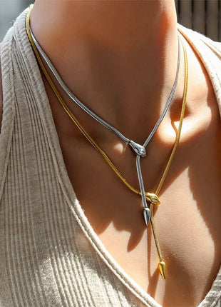 GANEMLY 316L Stainless Steel Snakehead Shining Zircon Necklace Trendy Neck Chain Choker Collar Waterproof Jewelry For Women PlatiNum