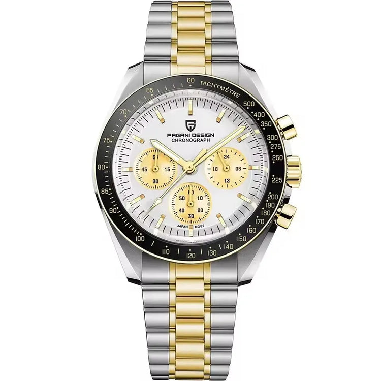 PAGANI DESIGN 500 Orologio da Uomo di Lusso con Tachimetro Circolare, Cronografo Sportivo, Vetro Zaffiro AR, Movimento Giapponese, Acciaio 316L, Luminoso