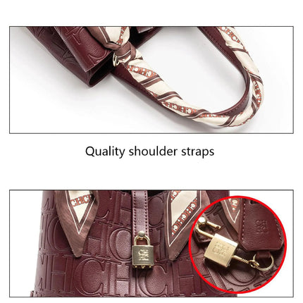 CH Large Capacity Handbag Luxury Brand Temperament Letter Print with Lock Design 2025 Trendy Women's Crossbody Bag PlatiNum