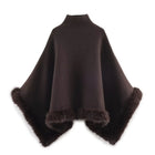 NLZGMSJ Autumn Women Fur Splice Cape Jacket New Fashion Loose Leisure Poncho Coat Elegant Hight Street Women Cloak ﻿Y2K