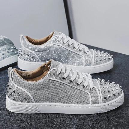 2025 New Men's Casual Shoes Comfortable Soft Punk Style Board Shoes Fashion Nail Anti Slip Wear Resistant Personalized Sneakers