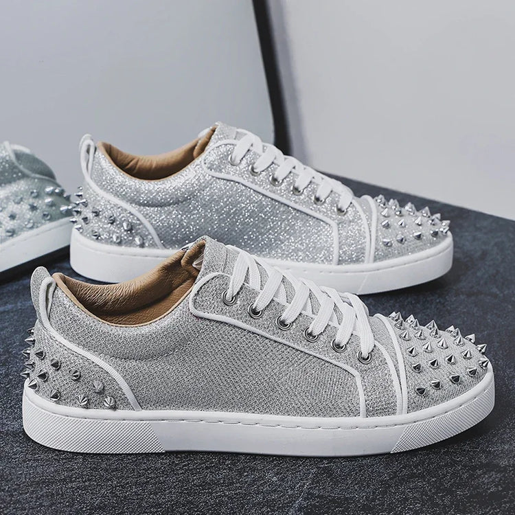 2025 New Men's Casual Shoes Comfortable Soft Punk Style Board Shoes Fashion Nail Anti Slip Wear Resistant Personalized Sneakers