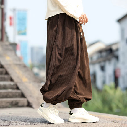 Nuovi pantaloni di velluto a coste da uomo streetwear moda pantaloni lanterna allentati uomo pantaloni stile harem retrò pantaloni casual con cavallo grande uomo taglie forti5XL
