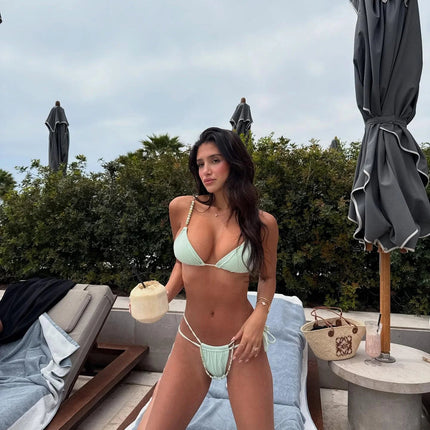 Bikini 2025 Costume da bagno donna sexy Push Up Costumi da bagno Perline femminili Biquini Halter Costume da bagno Estate Body Beachwear platinumshop