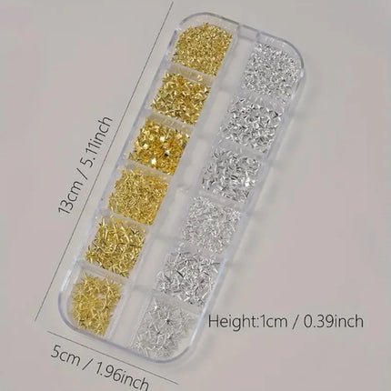 Golden & Silvery Metallic 3D Star Nail Art Charms and Gems - Mixed Styles for DIY Nail Decor, Hypoallergenic Manicure Jewelry2028