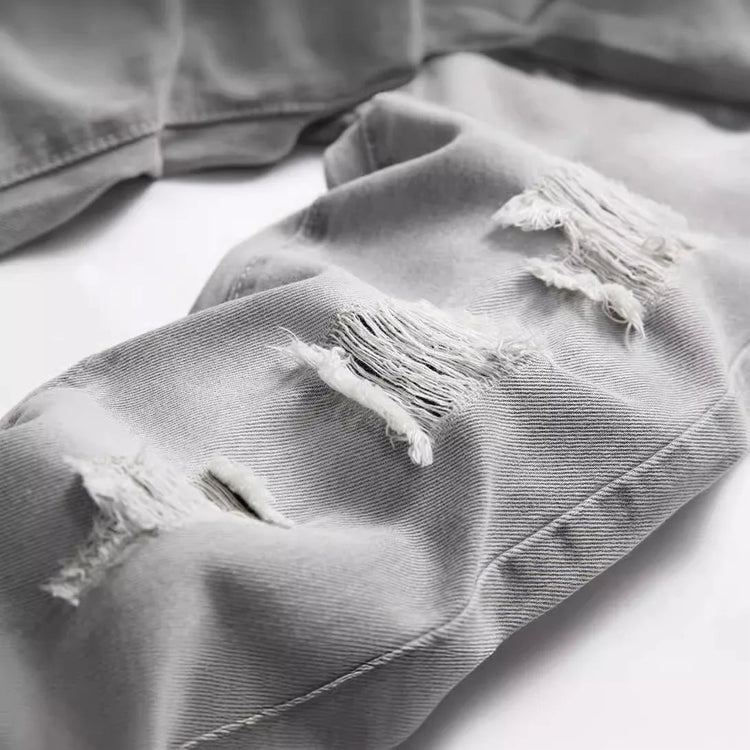 Jeans Boys Straight Ripped Children Washed Distressed Pockets Stretch Casual Denim Trousers Big Kids Streetwear 2025 Hole Pants PlatiNum
