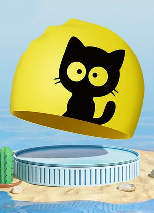 Cuffia da nuoto per bambini Cuffia da nuoto impermeabile in silicone morbido Cuffia da nuoto universale per ragazzi e ragazze simpatico cartone animato Protezione per le orecchie di grandi dimensioni