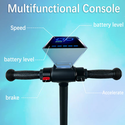 Monopattino elettrico AATOTMGO per bambini dai 6 ai 12 anni. Velocità massima: 16 km/h. Raggio d'azione: da 10 a 15 km. Pieghevole. Potenza: 125 W. 3 velocità, luci a LED, carico massimo: 70 kg.