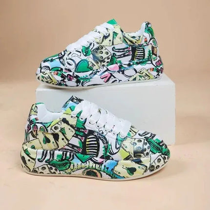 Customizable Thick-soled Increased Women's Sports Shoes Women Women's Hand-painted Graffiti White Shoes Outdoor Casual Shoes