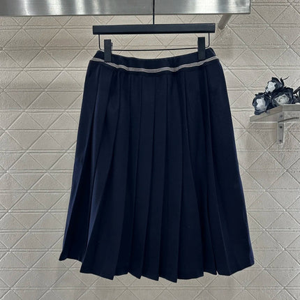 Early spring new elegant and fashionable mid length wool pleated high waisted A-line half skirt women's clothing PlatiNum