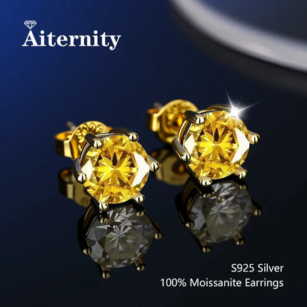 100% Real Sterling Silver S925 Moissanite Earrings Stud  With 2 Certificate D VVS1 Pass Diamond Test Pen For Women Men Jewelry PlatiNum