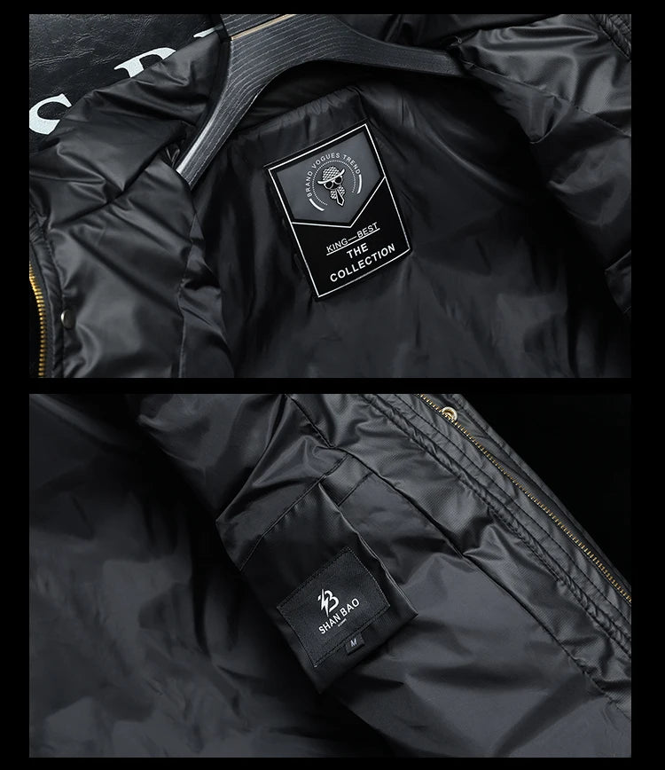 Winter White Duck Down Jacket Men's Light Luxury Trendy Leather Windproof Warm Down Jacket Men Brand Clothes Casual Puffer Coat