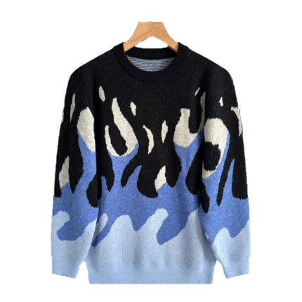 New Korean Trendy Men Sweaters Light Luxury Knitted Color Clashing O Neck Long Sleeve Pullover Casual High Street Knitwear M-3XL
