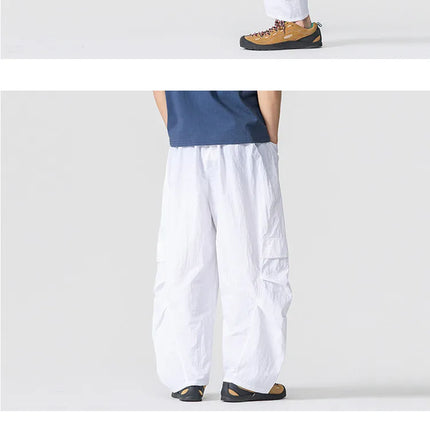 Pantaloni estivi da uomo Haori Harajuku Pantaloni a gamba larga con elastico in vita Pantaloni comodi da uomo oversize per sport all'aria aperta Pantaloni da jogging Streetwear