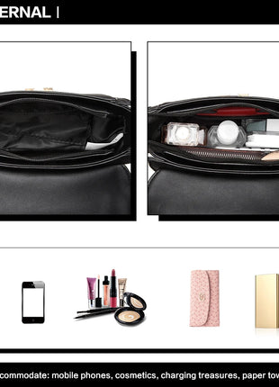 Elegante borsa da donna KONO in similpelle PVC, tracolla rimovibile, diverse modalità di trasporto, dimensioni compatte 22×8×15 cm, perfetta per tutti i giorni e per il lavoro.