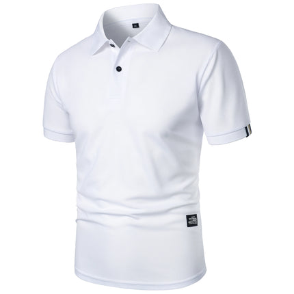 Men's Casual Short Sleeve Button-Up Lapel Solid Color T-Shirt