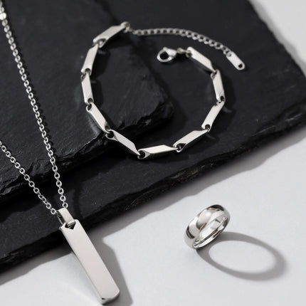 Set di 3 Collane con Barra Verticale per Uomo, Collana con Ciondolo in Acciaio Inossidabile Stile Hip Hop, Set di Gioielli alla Moda Regalo per Lui platinumshop