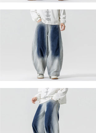 Jeans Pantaloni casual stile americano da uomo Pantaloni lanterna da uomo larghi alla moda Streetwear Pantaloni hip-hop da uomo in denim oversize a gamba larga