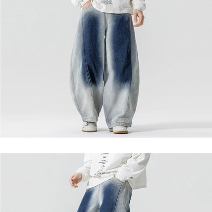 Jeans Pantaloni casual stile americano da uomo Pantaloni lanterna da uomo larghi alla moda Streetwear Pantaloni hip-hop da uomo in denim oversize a gamba larga