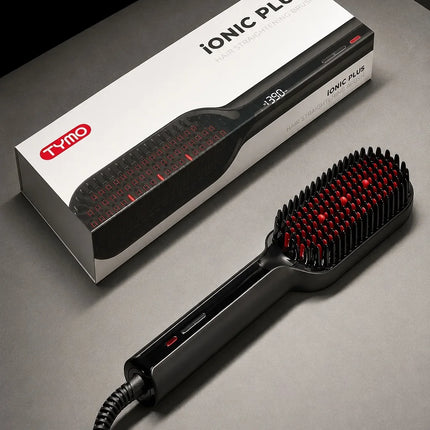 TYMO IONIC PLUS Straightening Brush, Professional Hair Straightener, LCD Display, Fast Heating, Anti-Burn, Fast Styling Hair Too