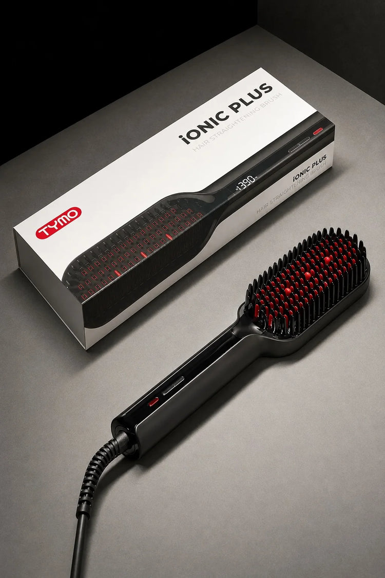 TYMO IONIC PLUS Straightening Brush, Professional Hair Straightener, LCD Display, Fast Heating, Anti-Burn, Fast Styling Hair Too