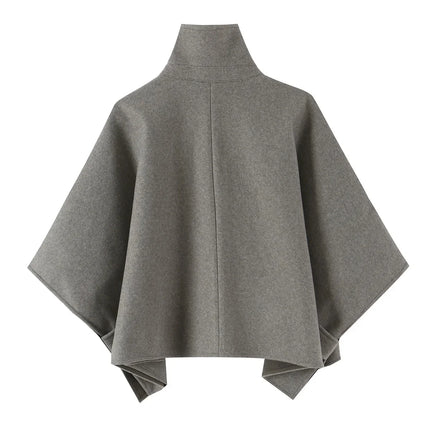 KONDALA High Street Holiday Chic Women Cloak Coat Turtleneck Double Breasted Loose Coat Fashion 2026 Fall Winter Night Out Coat