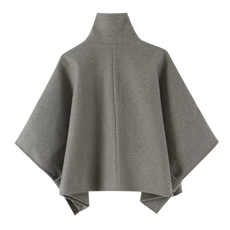 KONDALA High Street Holiday Chic Women Cloak Coat Turtleneck Double Breasted Loose Coat Fashion 2026 Fall Winter Night Out Coat