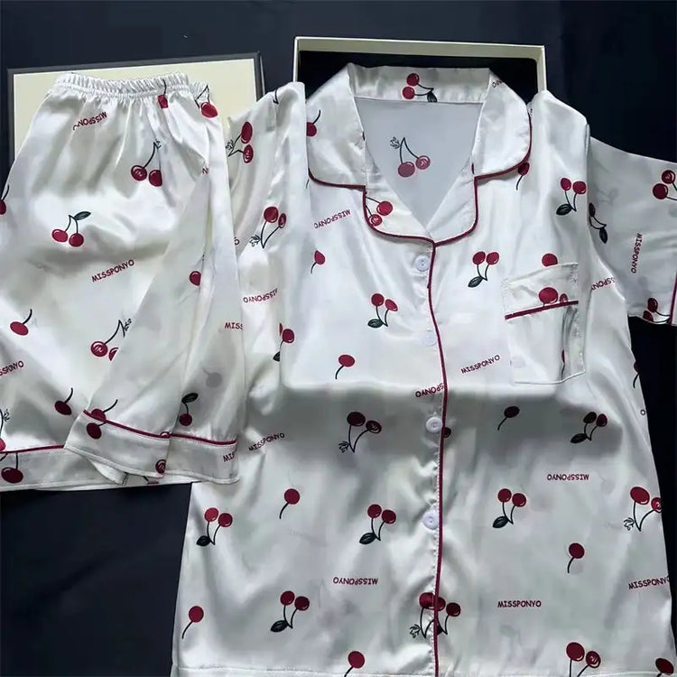 2 pezzi stampa indumenti da notte pigiama da notte in raso di seta sintetica moda pigiama casual pantaloncini da donna pigiama set abiti da pittura a inchiostro platinumshop