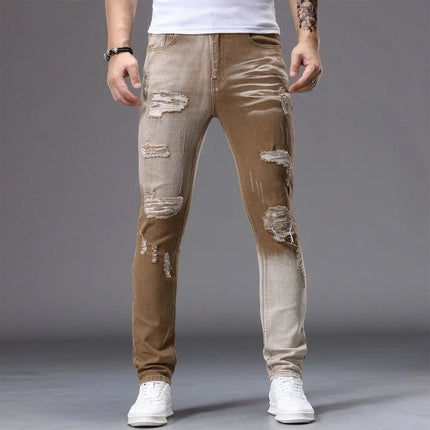 Men's Casual Jeans Vintage Straight Leg Elastic Slim Fit Autumn Winter Sweatpants Trousers Skinny Y2k Jeans Men's Cargo Pants