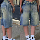 Shorts Female Jeans Women Jeans Denim Shorts Y2K Retro Slant Pocket Flared Hem Casual Wide Leg Summer PlatiNum