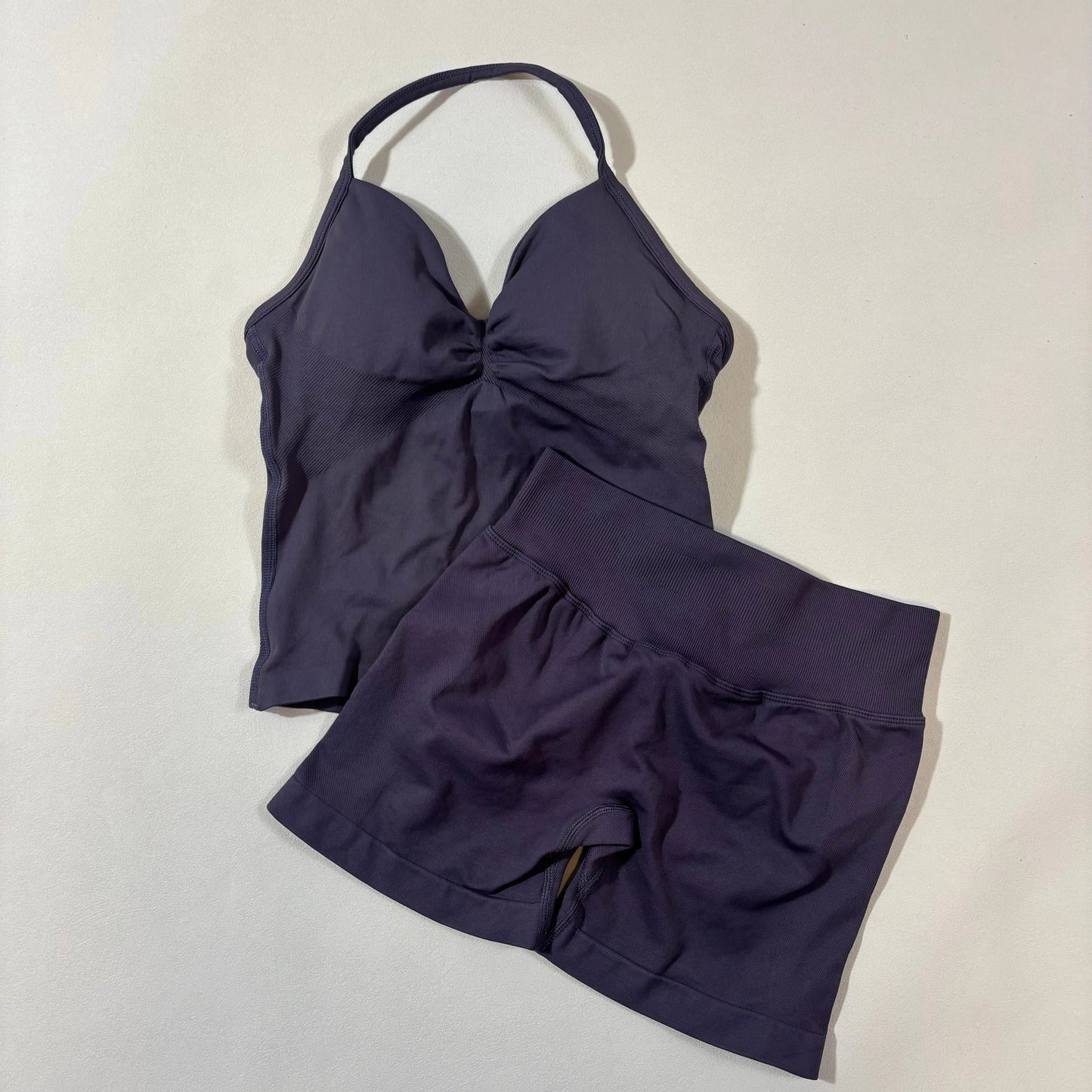 Yoga 2pcs Impact Gym Set Women Backless Tank Tops High Waist Scrunch Seamless Shorts Fitness Clothes Activewear Workout Sets