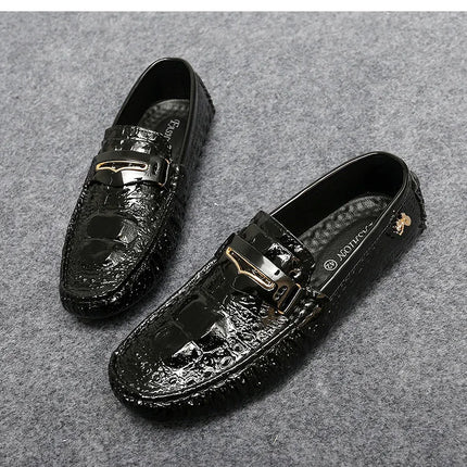 Scarpe Slip-On da Uomo in Pelle di Coccodrillo di Lusso, Scarpe Casual Primaverili ed Estive per la Guida, Stile Coppia, Taglio Basso, Suola in Gomma Traspirante