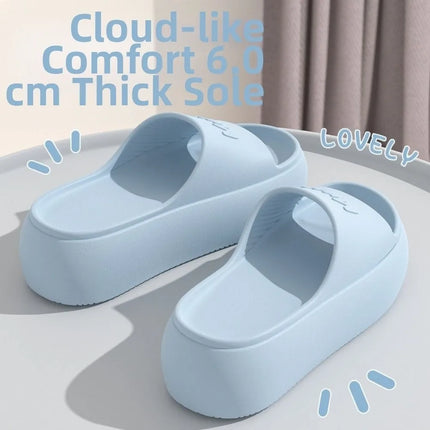 Women's Non-Slip Casual Slippers with Thick Sole, Summer Style, Comfortable Home Slippers, Raised Bath Slippers, Beach Slippers