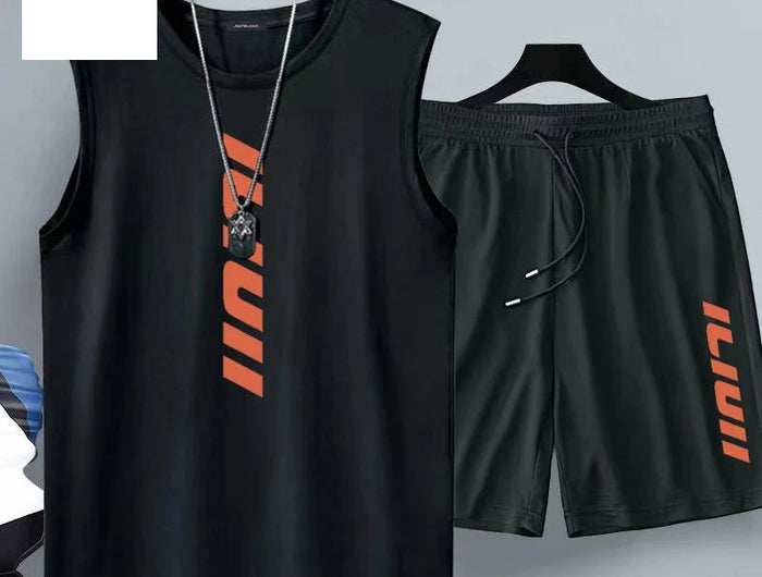 Abbigliamento estivo da uomo Moda casual tuta da basket abbigliamento sportivo da strada 2 pezzi traspirante T-shirt a maniche corte + set di pantaloncini da jogging platinumshop