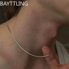 wholesale 1/2mm 925 sterling silver Women Jewelry Snake Chain Necklace For Men Simple Basic Chain Hip Hop Fashion Accessories PlatiNum