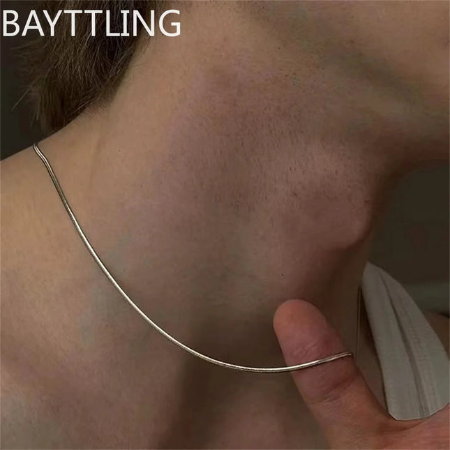 wholesale 1/2mm 925 sterling silver Women Jewelry Snake Chain Necklace For Men Simple Basic Chain Hip Hop Fashion Accessories PlatiNum